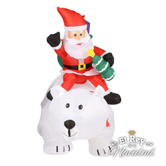 Inflable Papa Noel sobre Oso Polar con luz y movimiento 1,70 x 2mts - comprar online