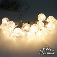 Guirnalda luces Bolitas Crystal led blanco calido 3mts a PILAS - El Rey de la Navidad