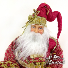 Papa Noel Arlequin Rojo 40cm de colección - comprar online