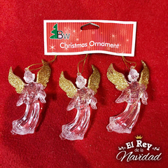 Set x 3 Angeles de Lujo Acrilico - El Rey de la Navidad