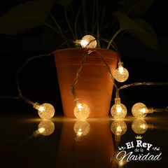 Guirnalda luces Bolitas Crystal led blanco calido 5mts a PILAS