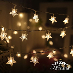 Guirnalda Estrellas Led Calida Fijas 5mts a PILAS - tienda online