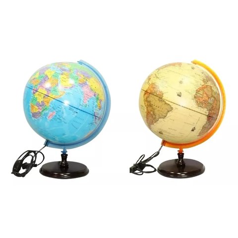 Globo Terráqueo 25 Cm Con Luz Base Madera Gloter