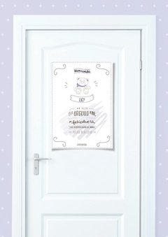 Cartel de bienvenida osito lila - comprar online