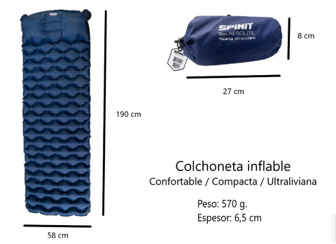 Colchoneta inflable ultraliviana AEROLITE con almohada - Spinit - comprar online