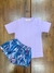 Conjunto de Pijama dos Piezas Short Estampado y Remera Manga Corta Lisa  Kids