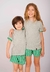 Conjunto de Pijama Dos Piezas Short Rayado y Remera Corta con Aplique en la Manga Kids