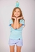 Conjunto de Pijama Dos Piezas  Short Rayado y Remera Corta Aplique en la Manga Kids