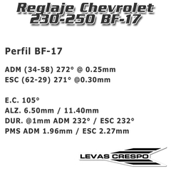 Leva Potenciada Chevrolet 230" 250" 400 Perfil BF-17 11.40mm / 272° / 105° EC - comprar online