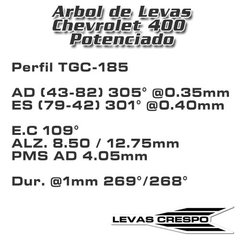 Leva Potenciada Chevrolet 230" 250" 400 Perfil TGC-185 12.75mm / 305° / 109° EC - comprar online