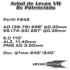 Leva Potenciada Vw Gacel Gol 1.6-2.0 Perfil F242 11.40mm / 298° - comprar online
