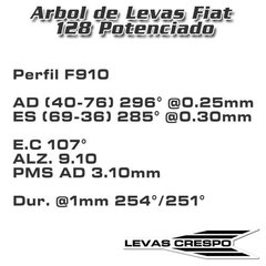 Leva Potenciada Fiat 147 128 Tipo Perfil F910 9.10mm / 296° / 107° en internet