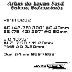 Leva Potenciada Ford Falcon 221 Perfil C282 con Botadores SP - comprar online