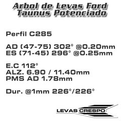 Leva Potenciada Ford Taunus 2.0-2.3L Perfil C285 11.40mm / 302° - comprar online