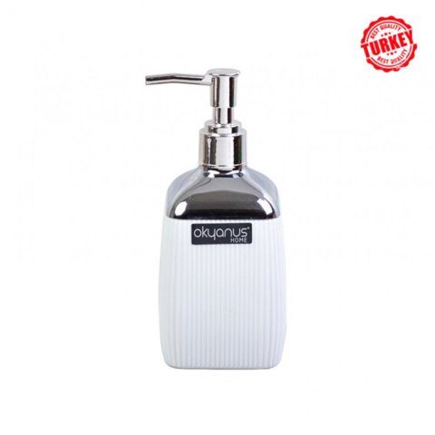 DISPENSER JABON LIQUIDO CUAD RAYADO BLANCO