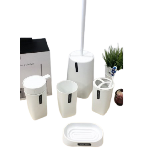 SET DE BAÑO 5 PIEZAS BLANCO PVC