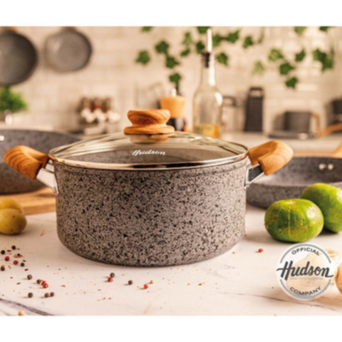 CACEROLA 24 CM ALUMINIO FORJADO ANTIADH GRANITO GRIS HUDSON