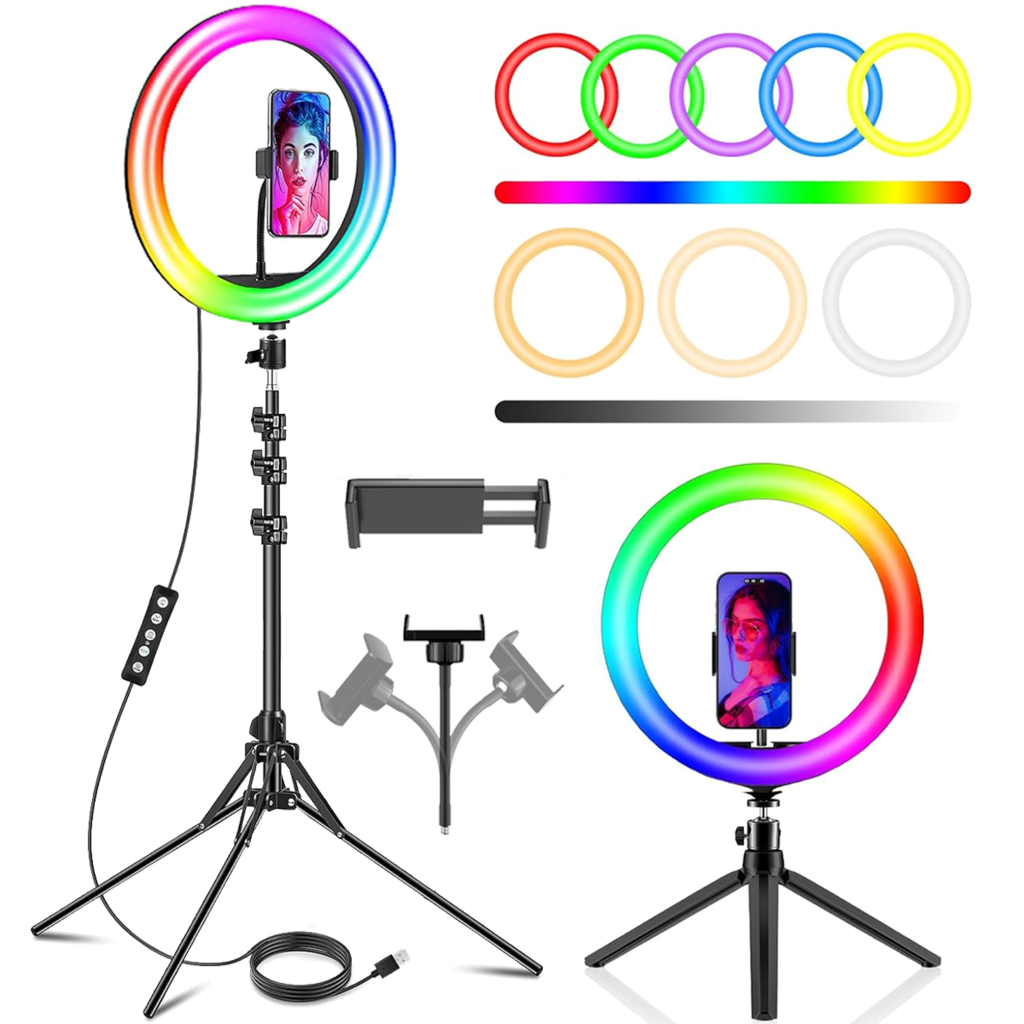 Aro De Luz Led Gtc C/tripode P/ Celular X2 Led Rosa