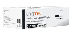 KIT 200UN AGULHA PARA COLETA MULTIPLA 25x7MM 22G UNIQMED