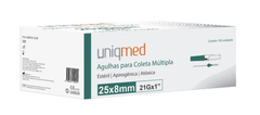 KIT 300UN AGULHA PARA COLETA MULTIPLA 25X8MM 21G UNIQMED