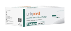 KIT 200UN AGULHA PARA COLETA MULTIPLA 25X8MM 21G UNIQMED