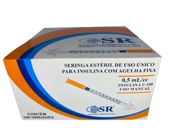 SERINGA INSULINA 0,5ML 6X0,25MM AGULHA FIXA 31G 100UN SR