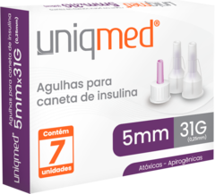 AGULHAS PARA CANETA DE INSULINA 5MMx31G 3 CX DE 7UN UNIQMED