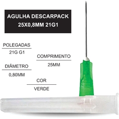 AGULHA DESCARTÁVEL 25X0,80MM HIPODÉRMICA DESCARPACK CX200UN na internet