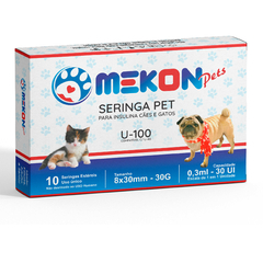 SERINGA MEKON PET INSUL. U-100 CÃES GATOS 50un 0,3ML 8X30MM