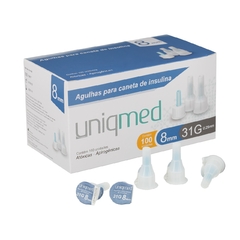 AGULHA CANETA INSULINA 8MM 31G 100un UNIQMED