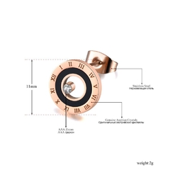 Brinco luxo feminino  banhado ouro rosê e zirconia