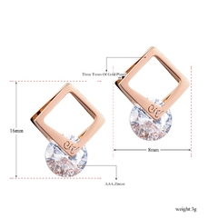 Brinco Feminino Classic Banhado Ouro Rosê 18 Diamante Cz - loja online