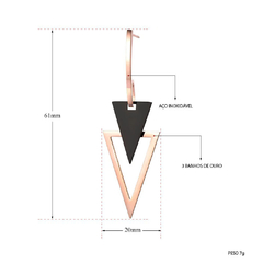 Imagem do Brinco feminino elegante triângulo banho ouro rosê e ródio