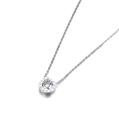 Colar Feminino Romano Prateado Aço 316l Com Diamante Cz