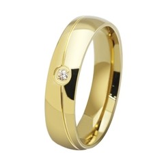 Aliança com brilhante 6mm folheado a ouro 18K