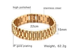 Imagem do Pulseira bracelete masculino aço inox 316l banhado a ouro ( BR-201)