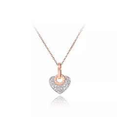 Colar Feminino Heart Com Cristais Banhada A Ouro Rosê 18k - comprar online