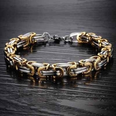 Pulseira bracelete quadrada bizantino prata dourada aço inox na internet