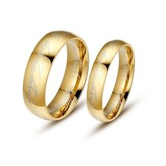 Par de anéis senhor dos anéis titânio banhado ouro 18k - comprar online