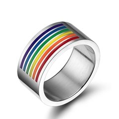 Anel 10mm orgulho lgbt Arco-íris em aço cirúrgico 316l ( cod. PR-006) - comprar online