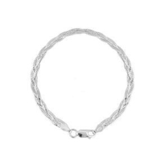 Bracelete pulseira feminina 6mm prata 925 trançada luxo - Judith Jóias 