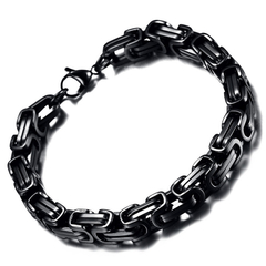 Pulseira bracelete quadrada bizantino ródio negro aço inox - comprar online