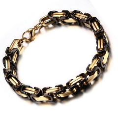 Bracelete pulseira quadrada bizantino preta e dourada - comprar online