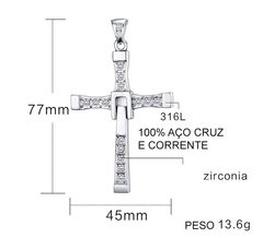 Colar cordão cruz ae aço 316l toretto velozes e furiosos! ( cod. PN-313 ) - Judith Jóias 