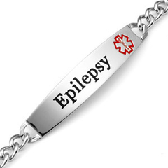 Pulseira bracelete alerta aviso médico epilepsia aço inox - comprar online