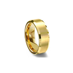 Unidade aliança de tungstênio 8mm folheada ouro com centro fosco - comprar online