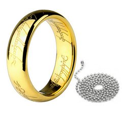 Par de anéis senhor dos anéis titânio banhado ouro 18k - loja online