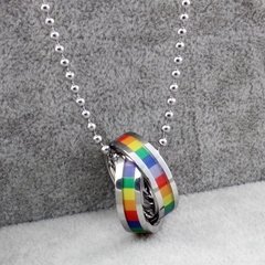 Colar orgulho lgbt arco iris em aço cirúrgico com alianças ( cod. PPN-006 ) - loja online