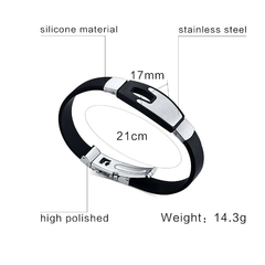 Imagem do Pulseira Bracelete Silicone Com Detalhe Aço Inox