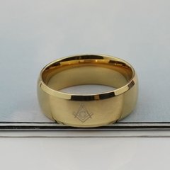 Anel masculino a folheado ouro 18k maçom ( cod. R-017G ) - comprar online